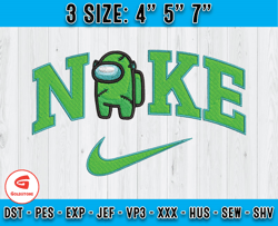 Nike x Green Among Us Embroidery, Cartoon nike Embroidery, Machine embroidery pattern
