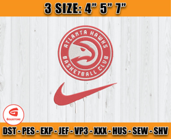 Atlanta Hawks Embroidery Design, Basketball Nike Embroidery Machine Design