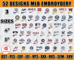Bundle 52 Design MLB embroidery, embroidery file, embroidery applique