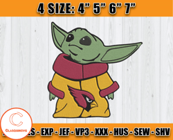 Cardinals Embroidery, Baby Yoda Embroidery, NFL Machine Embroidery Digital, 4 sizes Machine Emb Files -16 - Clasquinsvg