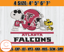 Atlanta Falcons Embroidery, Snoopy Embroidery, NFL Machine Embroidery Digital, 4 sizes Machine Emb Files-05-Clasquinsvg