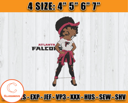 Atlanta Falcons Embroidery, Betty Boop Embroidery, NFL Machine Embroidery Digital, 4 sizes Machine Emb Files -29-Clasqui