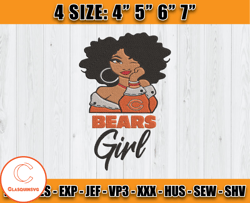 Chicago Bears Embroidery, Betty Boop Embroidery, NFL Machine Embroidery Digital, 4 sizes Machine Emb Files -20 Clasquins