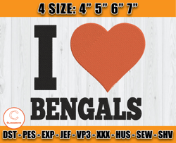 I love Bengals Embroidery, Embroidery NFL, Logo Bengals, Sport Embroidery File Design 05 -Goldstone