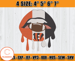 Bengals Dripping Lips embroidery design, Lips embroidery design, Logo Bengals Cincinnati Design 09 -Clasquinsvg