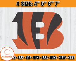 Cincinnati Bengals logo Embroidery, NFL Embroidery, 4 sizes Machine Embroidery Files Design 19 -Clasquinsvg