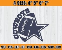 Cowboys Ball And Star Embroidery, Dallas Cowboys Embroidery, Football Embroidery, Machine Enbroidery D19 - Clasquinsvg