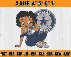 Betty Boop Dallas Cowboys Embroidery, Betty Boop Embroidery, Dallas logo Embroidery, Embroidery Design D39 - Clasquinsvg