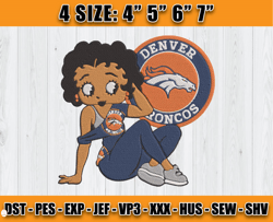 Broncos Betty Boop Embroidery File, Betty Boop Embroidery Design, Broncos Embroidery, Sport embroidery D16 - Clasquinsvg