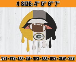Packers Dripping Lips Embroidery Design, Packers Embroidery, Dripping Lips Embroidery, Green Bay Packer NFL, D16- Clasqu