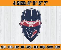 Houston Texans Skull Embroidery, Skull Embroidery Design, Houston Texans Logo, NFL Team Embroidery Design, D13- Clasquin
