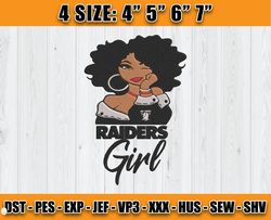 Raiders Girl Embroidery Design File, NFL Embroidery Design, NFL Team Design