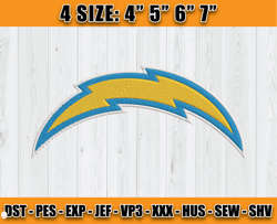 Los Angeles Chargers Logo Embroidery, Chargers Embroidery File, Football Team Embroidery Design