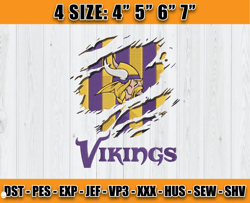 Minnesota Vikings Embroidery Designs, NFL Embroidery Designs, Digital Download, Football Embroidery
