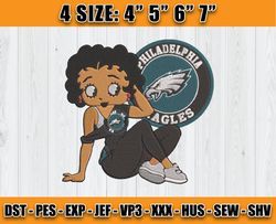 Betty Boop Philadelphia Eagles Embroidery, Betty Boop Embroidery File, Eagles NFL Embroidery Design