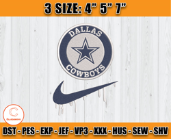 Dallas Cowboys Nike Embroidery Design, Brand Embroidery, NFL Embroidery File, Logo Shirt 108