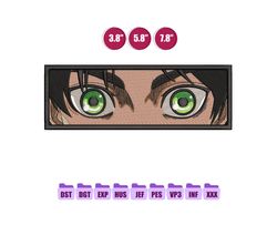 Eren Boxed Eyes Anime Embroidery Design, Anime Embroidery Design