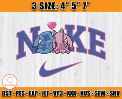 Stitch and Angel Nike Embroidery Design, Disney Nike Machine Embroidery, Anime embroidery