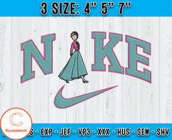 Nike x Anna embroidery, Frozen Character embroidery, Nike disney Embroidery