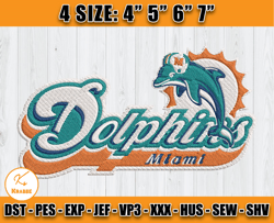 Miami Dolphins Logo Embroidery, Logo NFL Embroidery, Sport Embroidery, Football Embroidery Design
