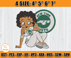 Betty Boop New York Jets Embroidery, Betty Boop Embroidery File, jets NFL Embroidery Design