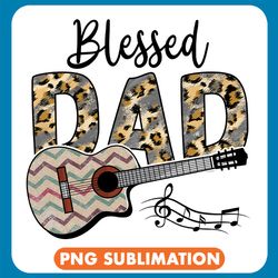 blessed dad leopard pattern guitar png