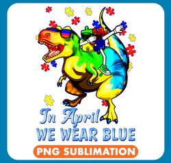Dinosaur Dino Autistic Kids In April We Wear Blue T Rex Puzzle Boy png
