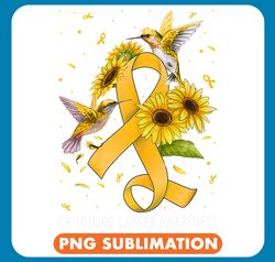 Hummingbird Yellow Gold Sunflower Childhood Cancer Awareness png