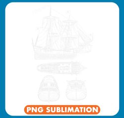 Pirate Ship Schematic Blueprint Crossbones Sailing Pirate 3 png