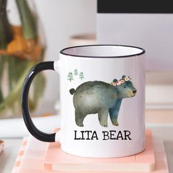 lita bear coffee mug, abuela mug, grandma gift, gift for lita, lita mother's day, lita gift idea, lita grandma, lita bir