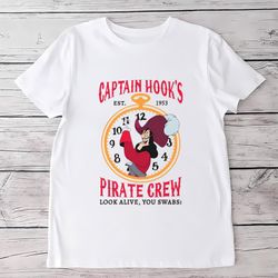 retro captain hook pirate crew est 1953 shirt