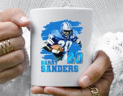 barry sanders art retro football coffee mug, 11 oz ceramic mug