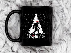 Believe Bigfoot Santa Claus Bigfoot Sasquatch Christmas Gift Coffee Mug, 11 oz Ceramic Mug