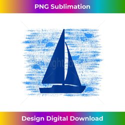 simple sail boat on blue brush strokes nautical - deluxe png sublimation download - tailor-made for sublimation craftsmanship