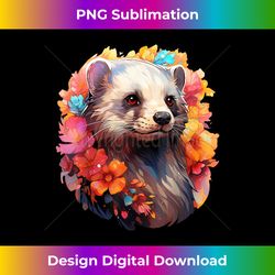 Beautiful Watercolor Ferret Flower Women Girls - Artisanal Sublimation PNG File - Challenge Creative Boundaries
