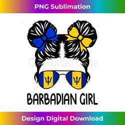 Barbadian Girl Messy Hair Barbados Pride Patriotic Women Kid - Urban Sublimation PNG Design - Enhance Your Art with a Dash of Spice