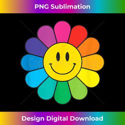 Happy Retro Rainbow Flower - Futuristic PNG Sublimation File - Access the Spectrum of Sublimation Artistry