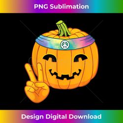 Hippie Halloween Pumpkin Peace Sign Hand Headband Tie Dye - Timeless PNG Sublimation Download - Ideal for Imaginative Endeavors