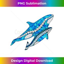 tribal orca killer whale and baby whale ocean animals - futuristic png sublimation file - immerse in creativity with every design