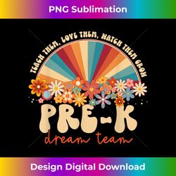 Prek Dream Team Retro Groovy Rainbow Back To School Teacher - Sleek Sublimation PNG Download - Lively and Captivating Visuals