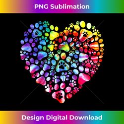 Dog Paws Heart Colorful. Watercolor Heart Dogs Paw Rainbow - Vibrant Sublimation Digital Download - Spark Your Artistic Genius