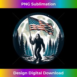 Patriotic Bigfoot & Sasquatch, American Flag, Full Moon, USA - Minimalist Sublimation Digital File - Lively and Captivating Visuals