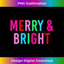 Womens Merry And Bright Christmas 2022 Holiday Family Matching V-Neck - Contemporary PNG Sublimation Design - Customize with Flair