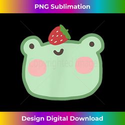 Cute Frog with Strawberry Kawaii Aesthetic - Artisanal Sublimation PNG File - Access the Spectrum of Sublimation Artistry