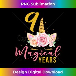 9 Years Old Birthday Girl Unicorn 9th Birthday - Bespoke Sublimation Digital File - Rapidly Innovate Your Artistic Vision