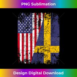 SWEDISH ROOTS  Half American Flag  SWEDEN - Futuristic PNG Sublimation File - Ideal for Imaginative Endeavors
