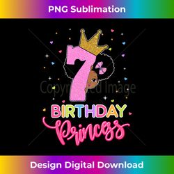 Princess 7th Birthday Outfit African American Toddler Girl - Deluxe PNG Sublimation Download - Reimagine Your Sublimation Pieces