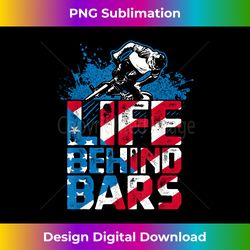 American Patriotic BMX Bike Bicycle Biker Life Behind Bars - Futuristic PNG Sublimation File - Pioneer New Aesthetic Frontiers
