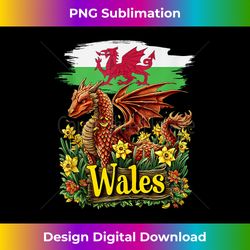 Cymru Welsh Outfit Idea For & Welsh Flag With Daffodils - Eco-Friendly Sublimation PNG Download - Chic, Bold, and Uncompromising
