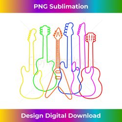 Different guitars outline guitarists musicians - Sophisticated PNG Sublimation File - Lively and Captivating Visuals